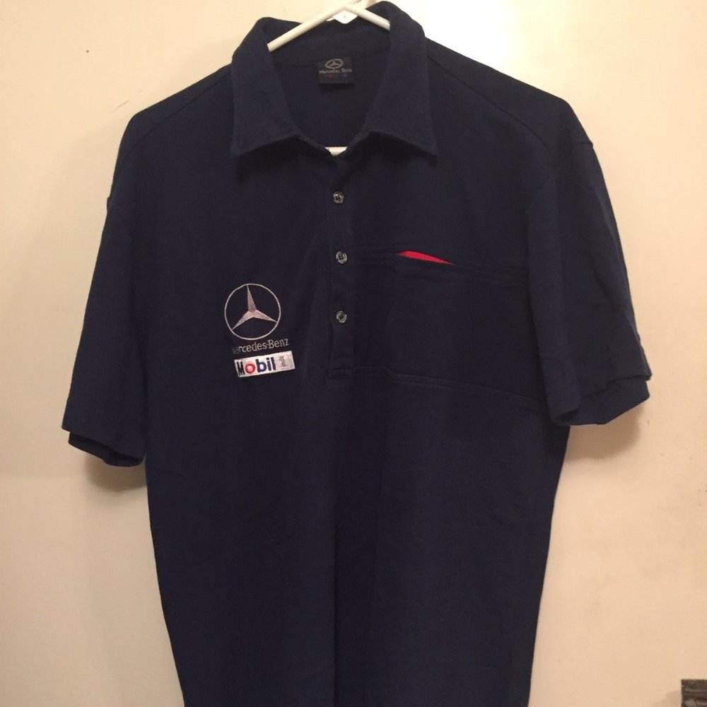 MERCEDES-BENZ MOBIL 1  MENS L BLUE SPORTS SHIRT